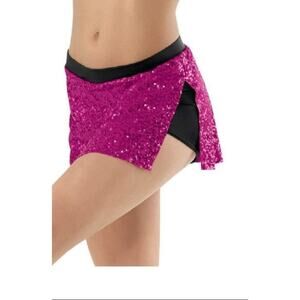Dance Costume Sequin Skort Balera S3255 Pink Large Child jazz Tap Clogging